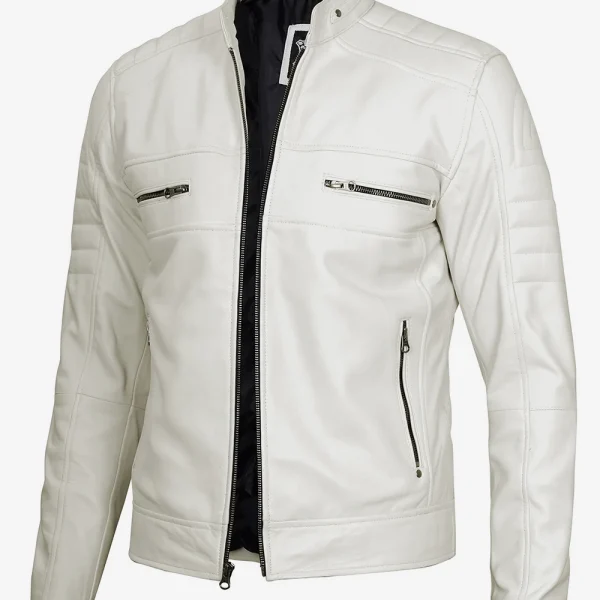 Off White Cafe Racer Leather Jacket