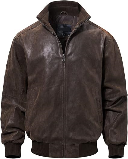 Men's Real Leather Bomber Casual Jacket