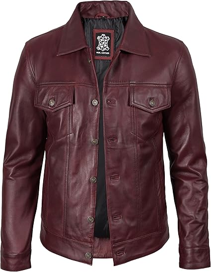 Premium Vintage Leather Jacket Men - Real Lambskin Trucker Mens Leather Jackets