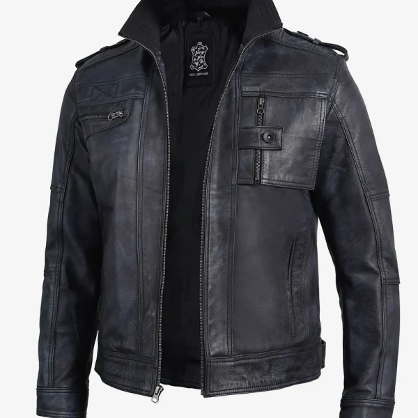 Men's Classic Black Leather Biker Jacket